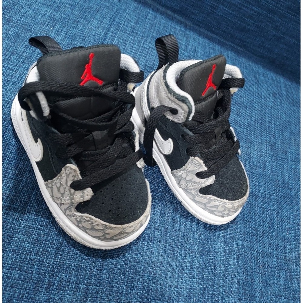 Nike Air Jordan 1 Mid SE PS Elephant Toe Grey Black Size 4 C Sneakers DM6217-016